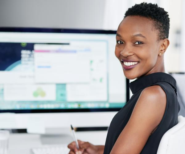 Businesswoman using a computer